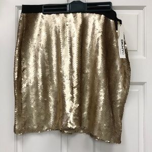 DKNYC Gold Sequin Mini Skirt